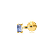 Titanium Irida Small Rectangular Baguette Flat Back Stud - Tanzanite