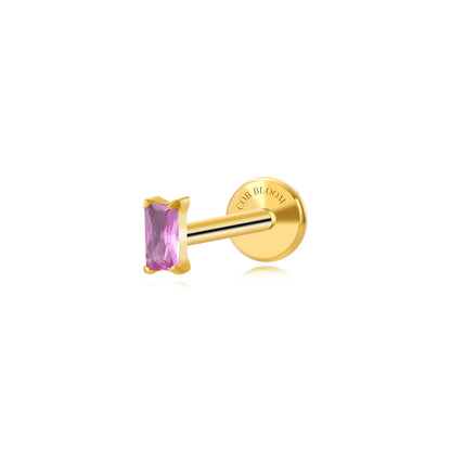 Titanium Irida Small Baguette Stud - Ruby
