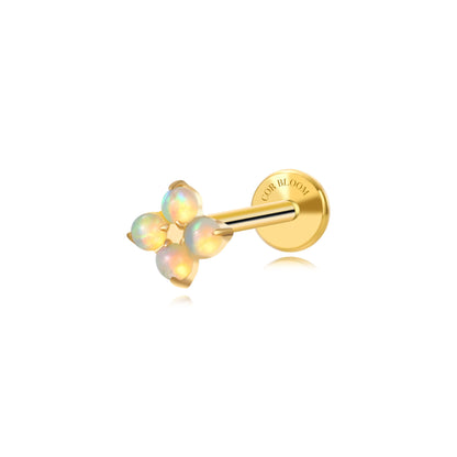 Titanium Aretha Small Gloden Opal Four-Leaf Clover Stud