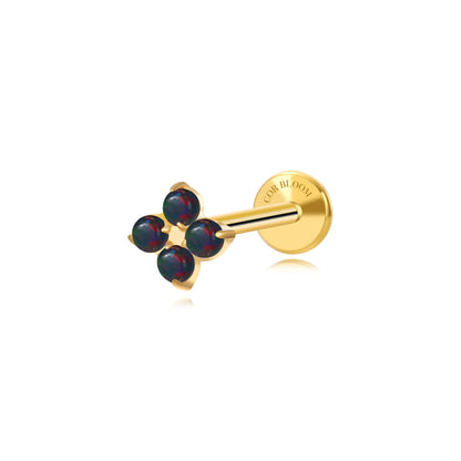 Titanium Aretha Small Dark Opal Four-Leaf Clover Stud