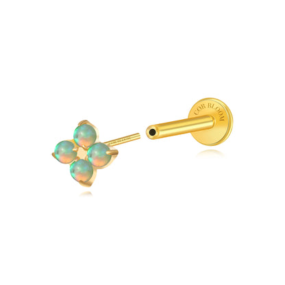 Titanium Aretha Small Spring Breeze Green Opal Four-Leaf Clover Stud