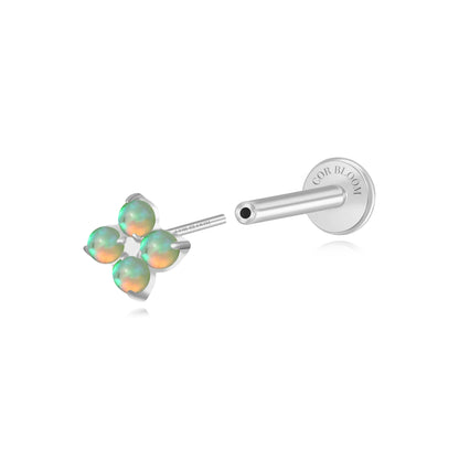 Titanium Aretha Small Spring Breeze Green Opal Four-Leaf Clover Stud