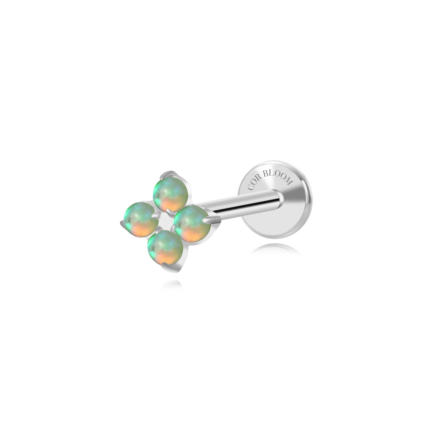 Titanium Aretha Small Spring Breeze Green Opal Four-Leaf Clover Stud