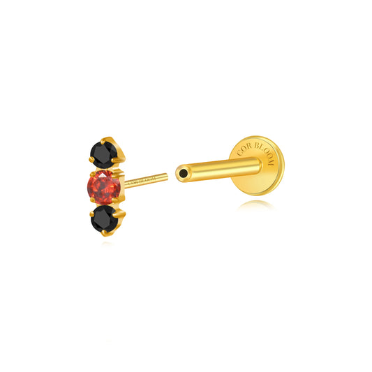 Titanium Mini Lyra Push Pin Flat Back Stud - The Red and the Black