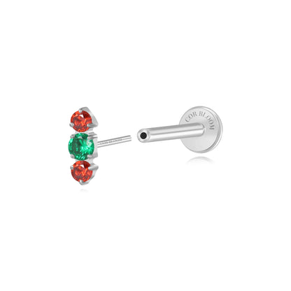 Titanium Mini Lyra Push Pin Flat Back Stud - Xmas