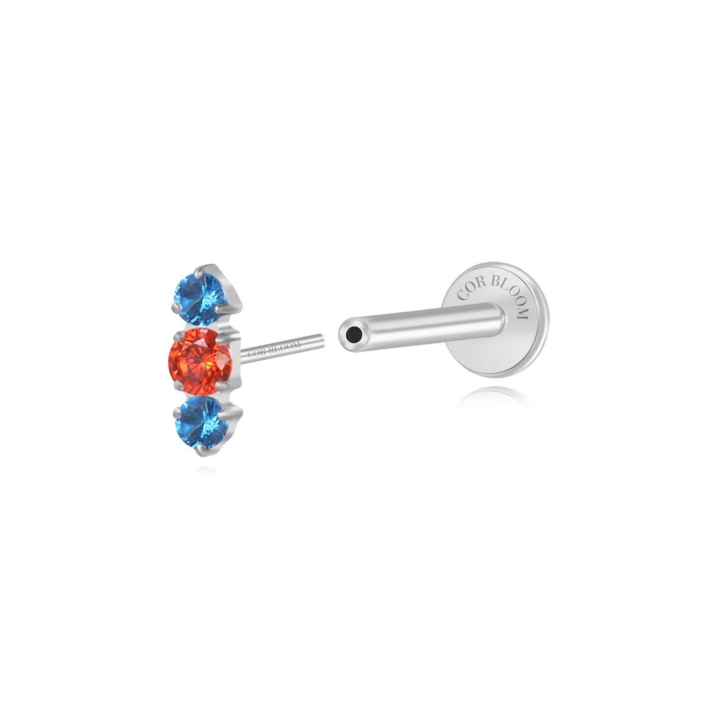 Titanium Mini Lyra Push Pin Flat Back Stud - Fairytale