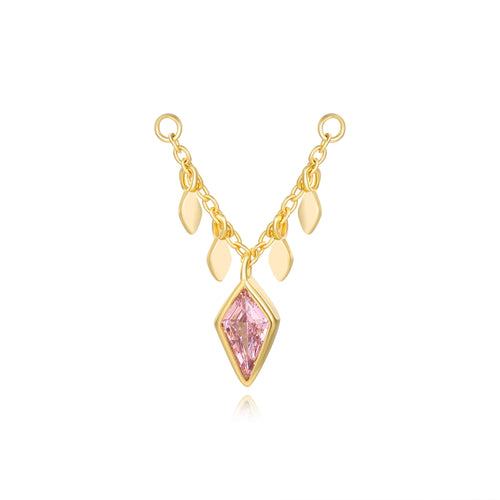 Amalthea Pink Kite-Cut Gemstone Chain Attachment •  Cartilage Dangling Chain