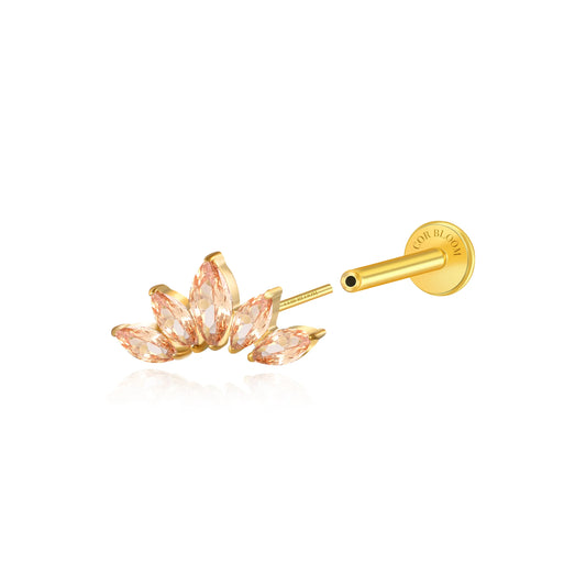 Titanium Aphrodite Champagne Crown Push Pin Stud