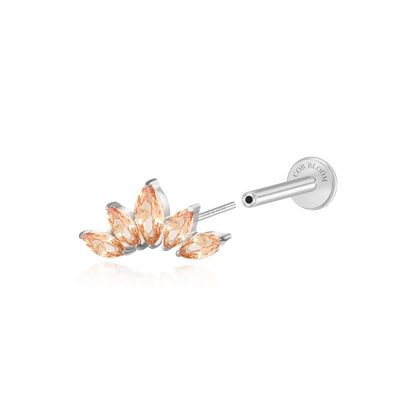 Titanium Aphrodite Champagne Crown Push Pin Stud