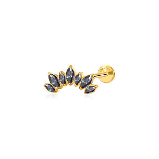 Titanium Dark Iridescent 7-Petal Crown Stud