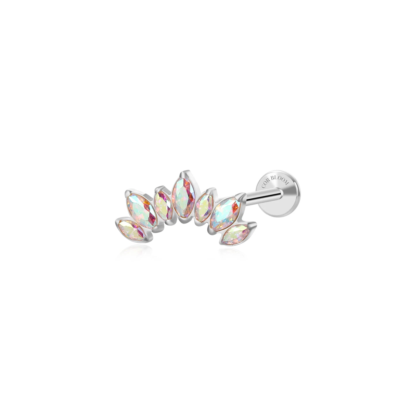 Titanium AB Stone 7-Petal Crown Stud