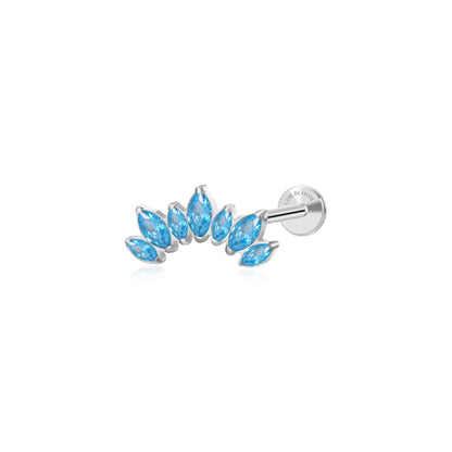 Titanium Aquamarine 7-Petal Crown Stud