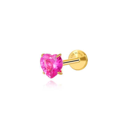 Titanium Multisize Ruby Heart Flat Back Stud