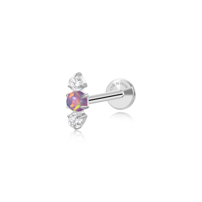 Titanium Mini Lyra Flat Back Stud - Violet Opal & Diamond