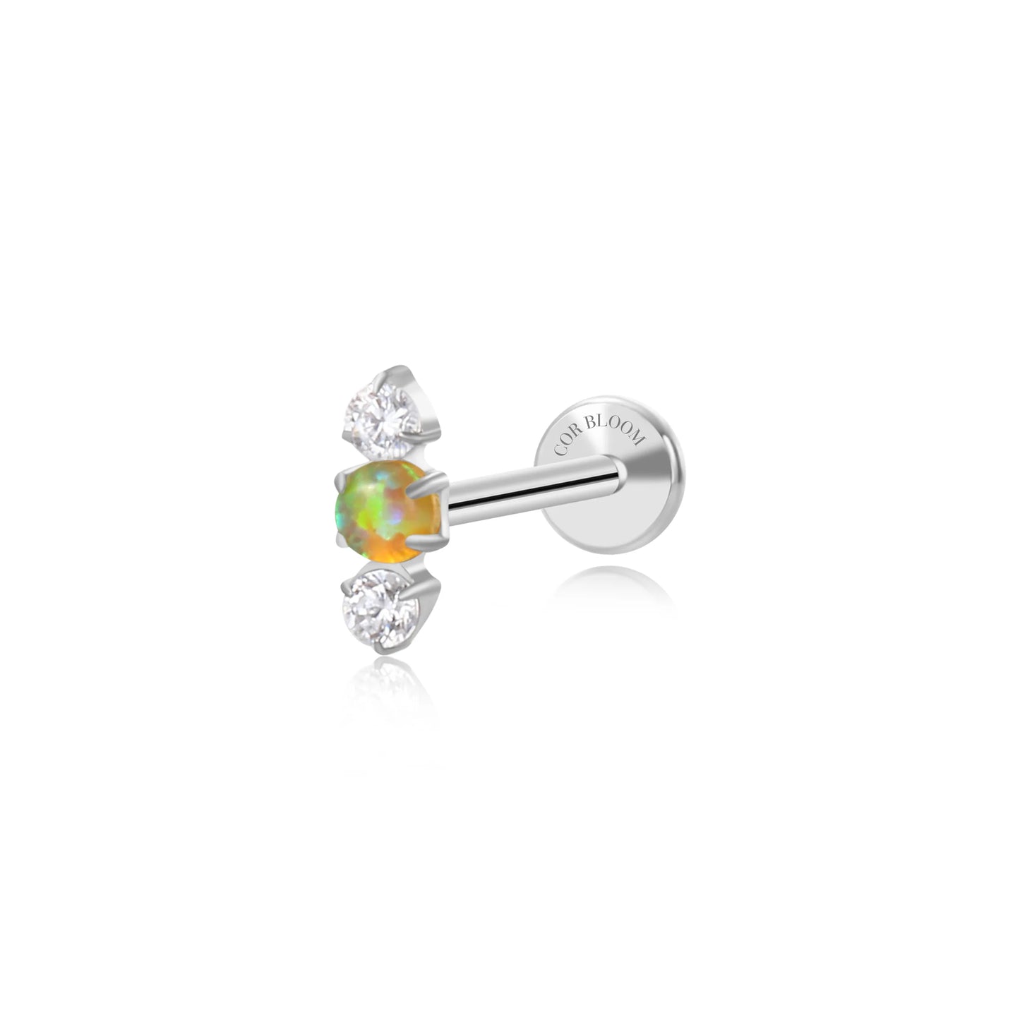 Titanium Mini Lyra Flat Back Stud - Golden Opal