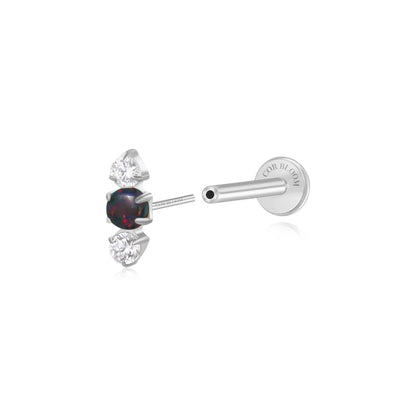 Titanium Mini Lyra Flat Back Stud - Black Opal