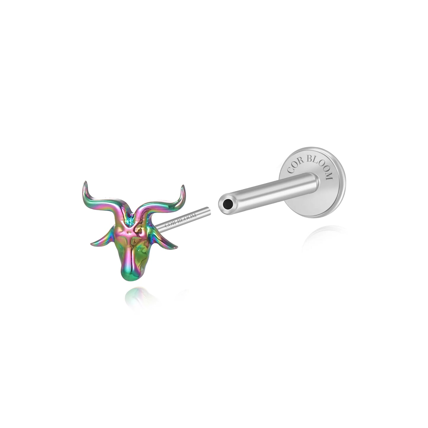 Titanium Kri-Kri Goat Flat Back Stud