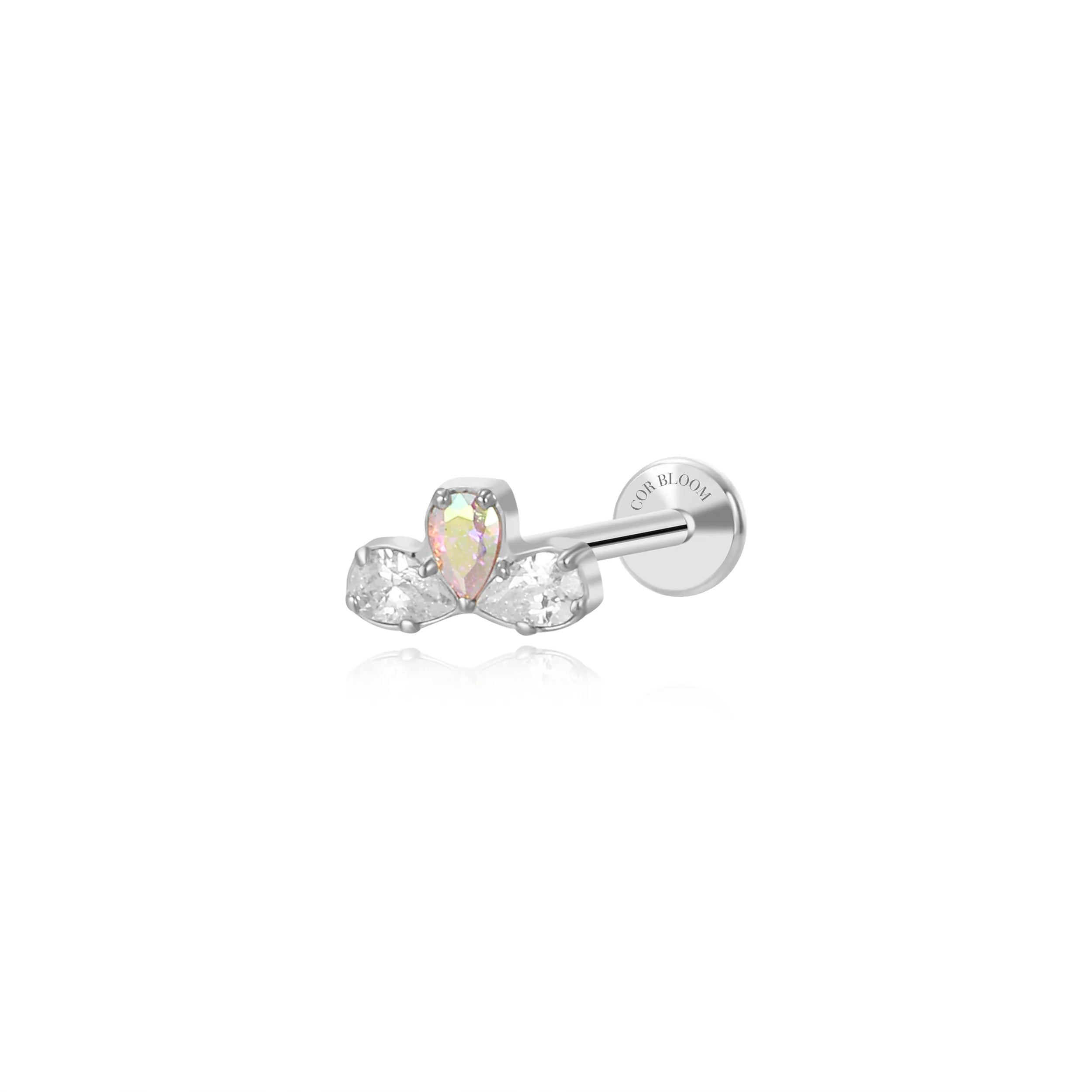 Titanium Delphine AB & White CZ  Flat Back Stud