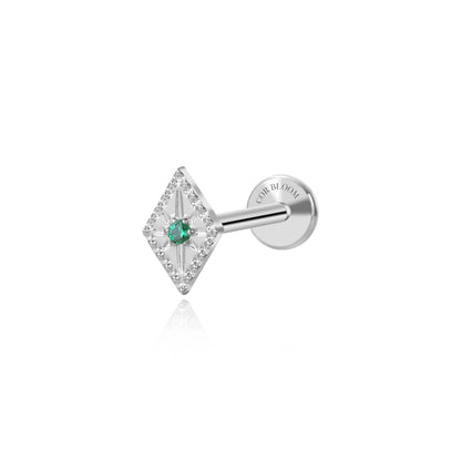 Titanium Nova Green Emerald Kite Flat Back Stud