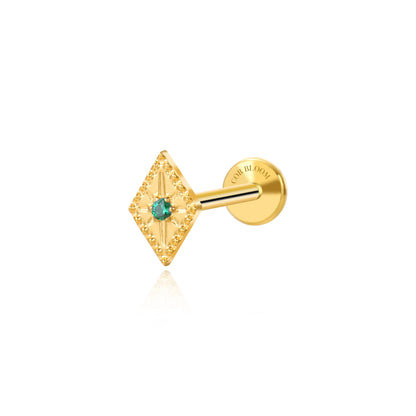 Titanium Nova Green Emerald Kite Flat Back Stud