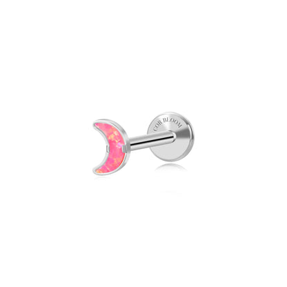 Titanium Sena Pink Opal Mini Moon Flat Back Stud