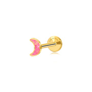 Titanium Sena Pink Opal Mini Moon Flat Back Stud