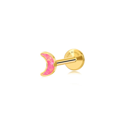 Titanium Sena Pink Opal Mini Moon Flat Back Stud