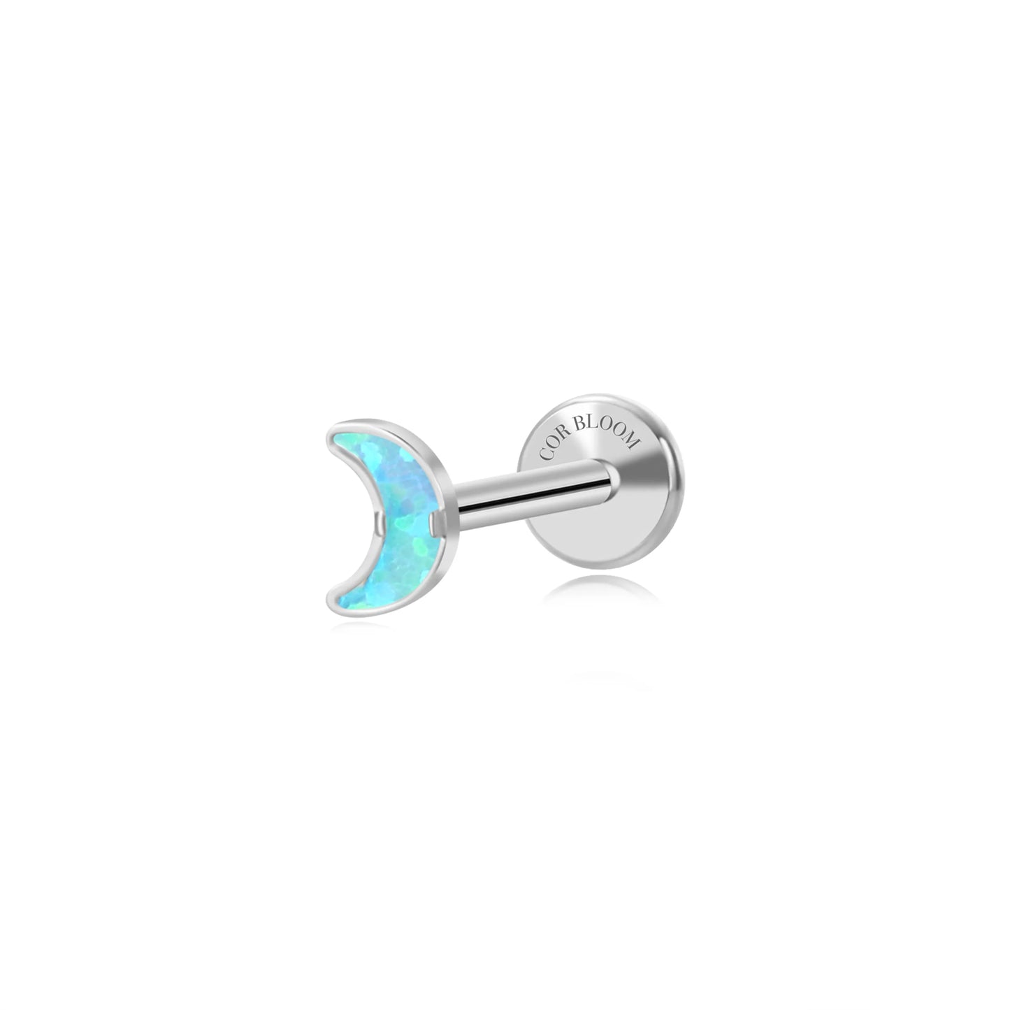 Titanium Sena Baby Blue Opal Mini Moon Flat Back Stud