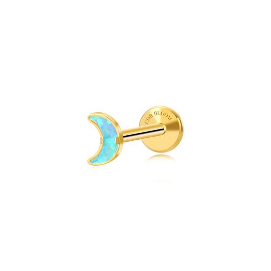 Titanium Sena Baby Blue Opal Mini Moon Flat Back Stud