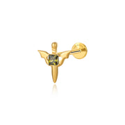 Titanium Little Peridot Sword Flat Back Stud