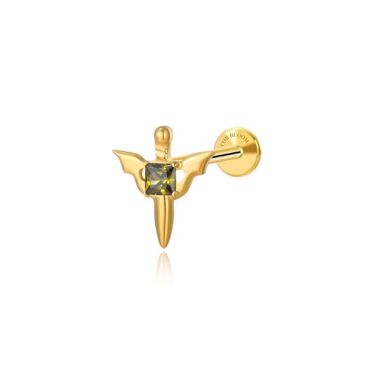 Titanium Little Peridot Sword Flat Back Stud