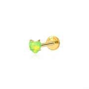 Titanium Forest Green Aurora Opal Heart Piercing Stud