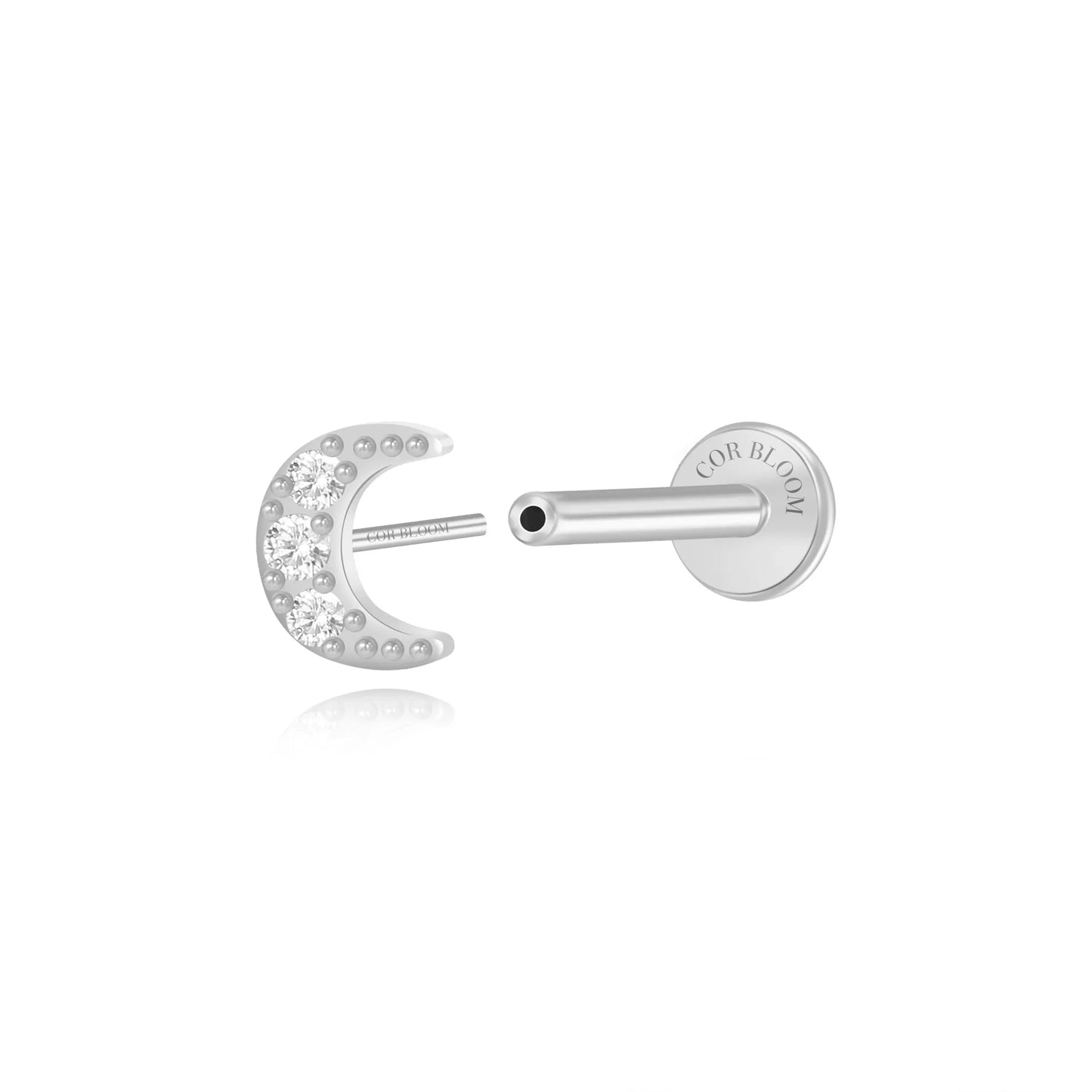 Lyric Diamond Moon Flat Back Piercing Stud