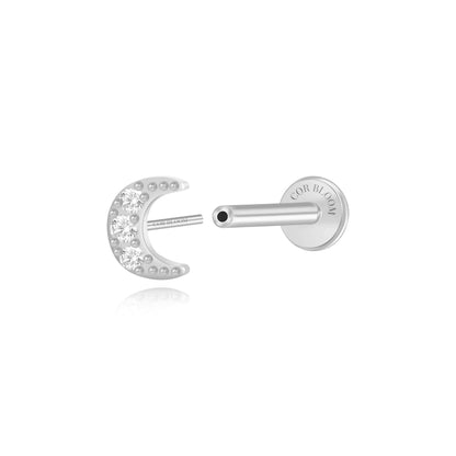 Lyric Diamond Moon Flat Back Piercing Stud