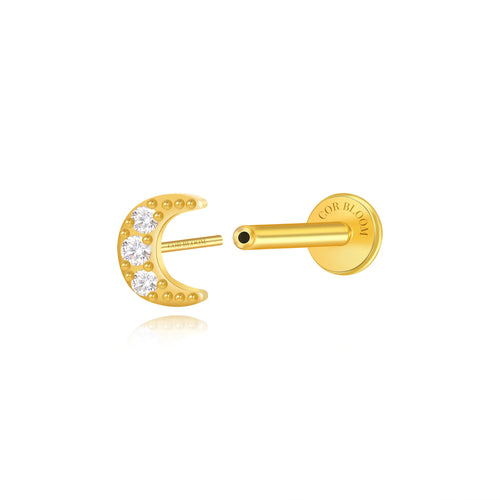 Lyric Diamond Moon Flat Back Piercing Stud