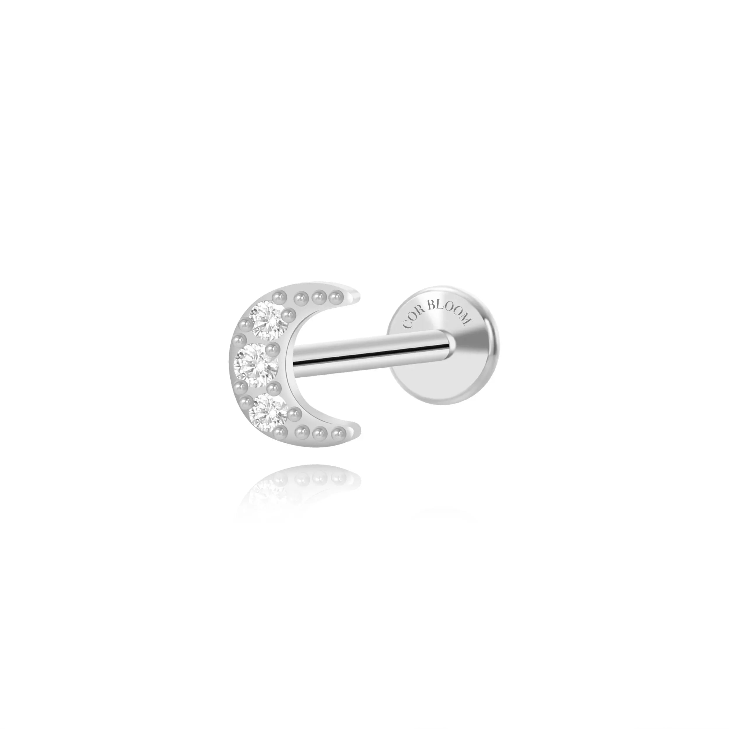 Lyric Diamond Moon Flat Back Earring