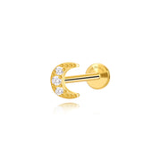 Lyric Diamond Moon Flat Back Earring