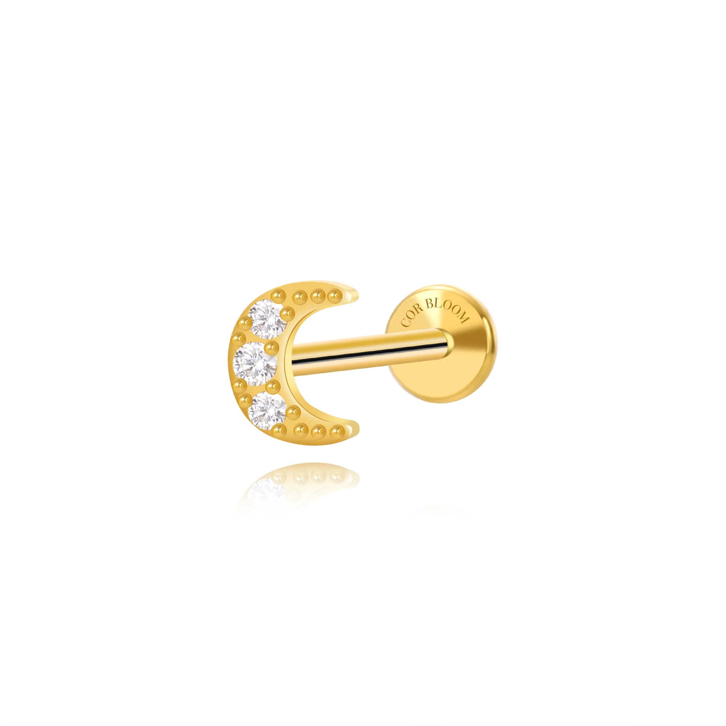Lyric Diamond Moon Flat Back Earring