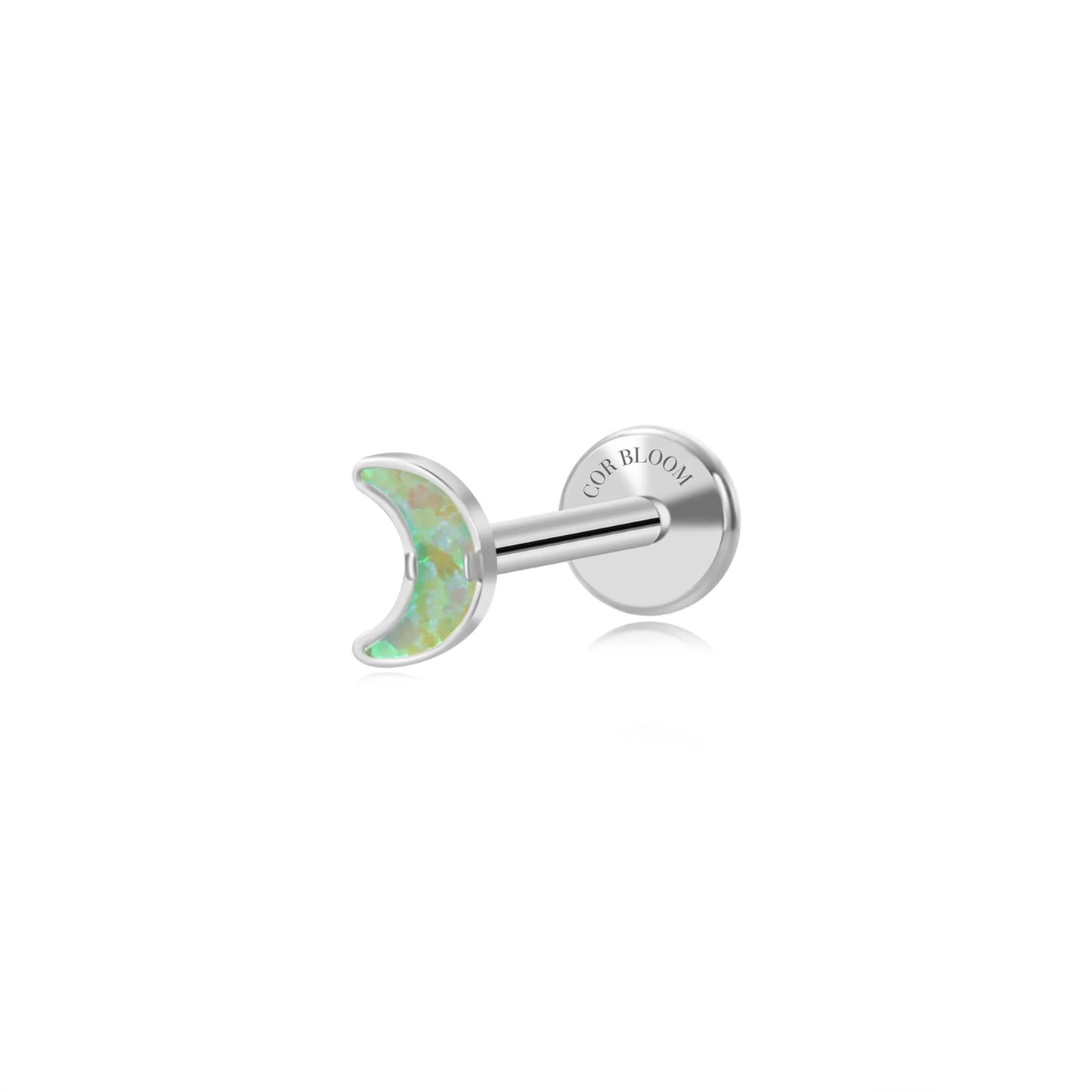 Titanium Sena Spring Breeze Green Opal Mini Moon Flat Back Stud