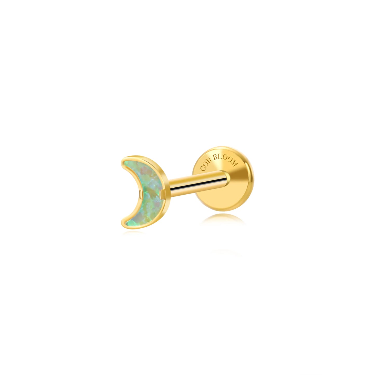 Titanium Sena Spring Breeze Green Opal Mini Moon Flat Back Stud