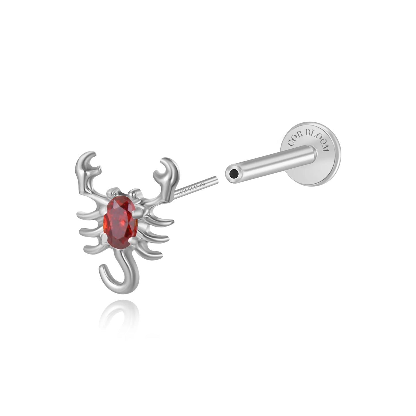 Titanium Caracalla Red Garnet Scorpion Flat Back Stud