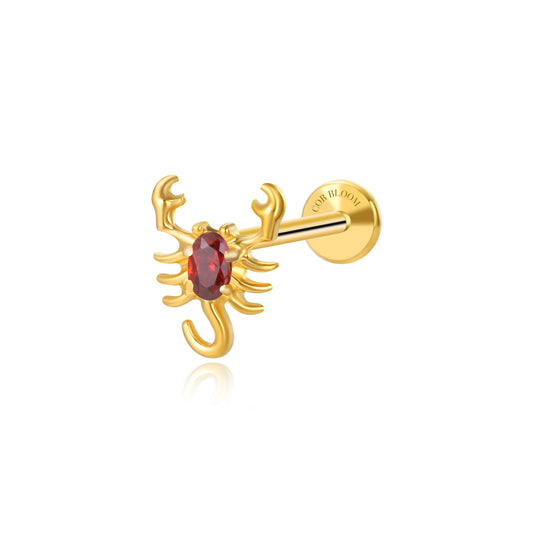 Titanium Caracalla Red Garnet Scorpion Flat Back Stud