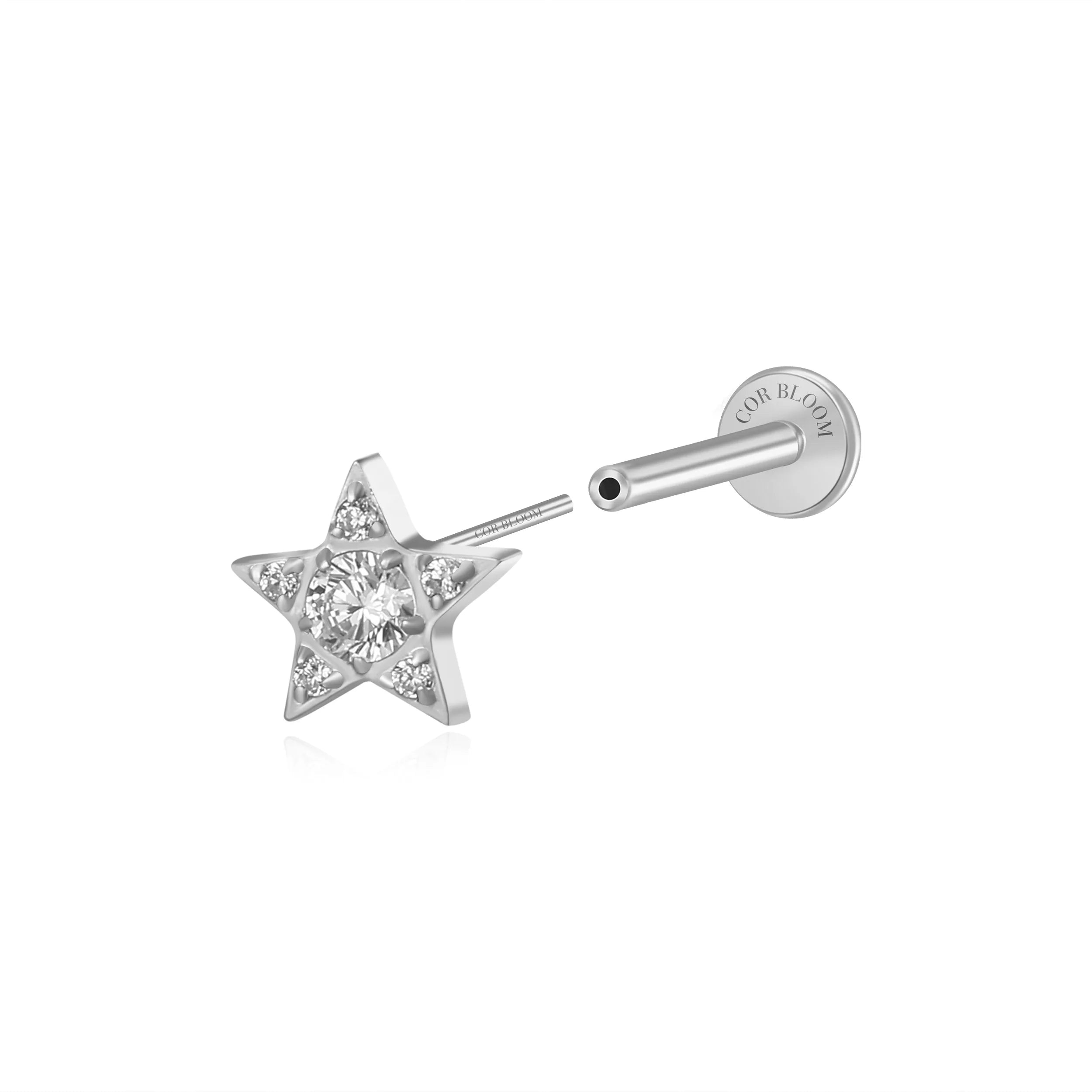 Titanium Astra Dainty Diamond Star Flat Back Stud