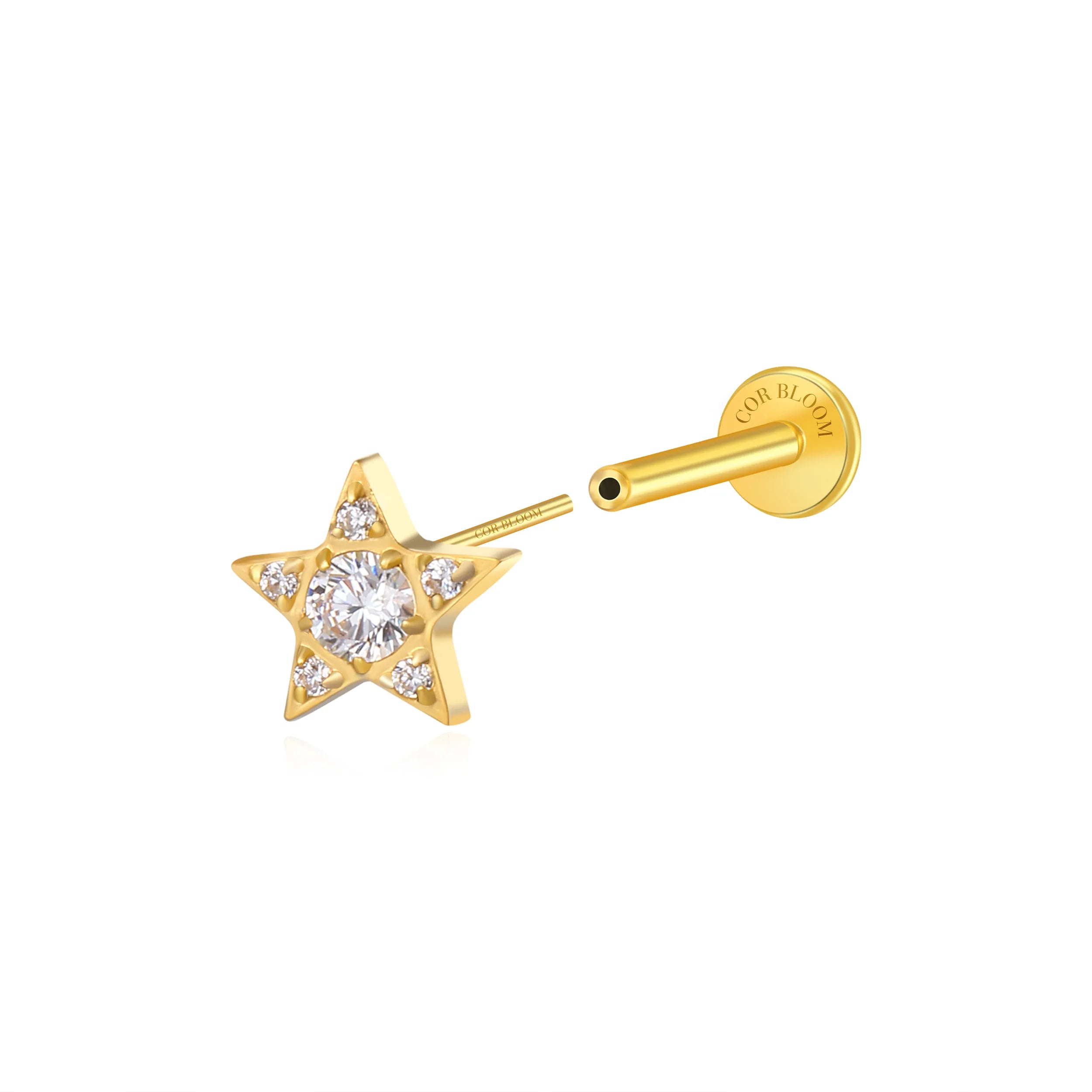 Titanium Astra Dainty Diamond Star Flat Back Stud