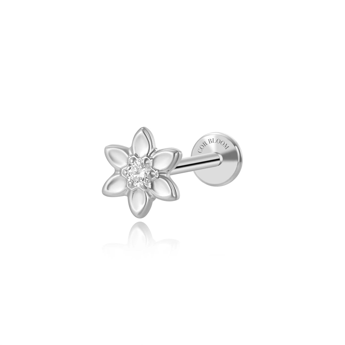 Titanium Azalea Dainty Diamond Flower Flat Back Stud