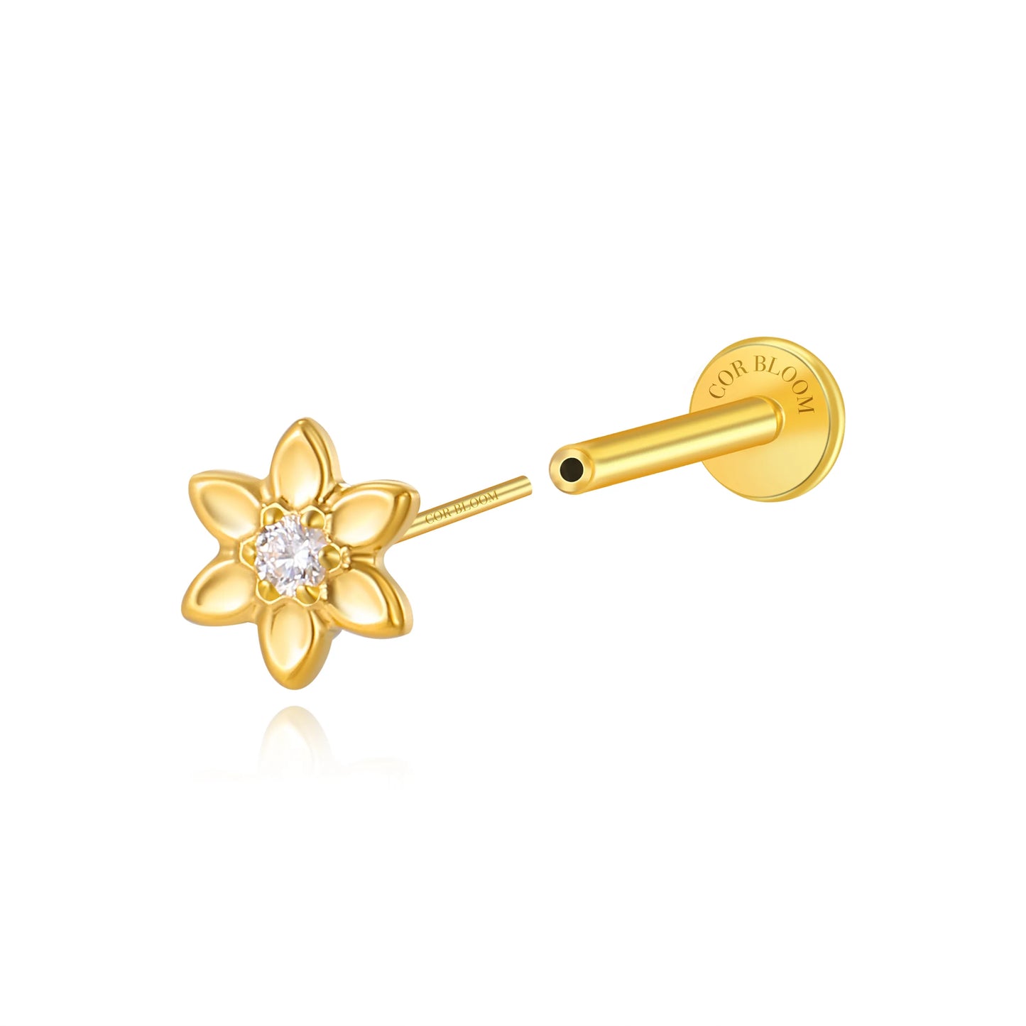 Titanium Azalea Dainty Diamond Flower Flat Back Stud