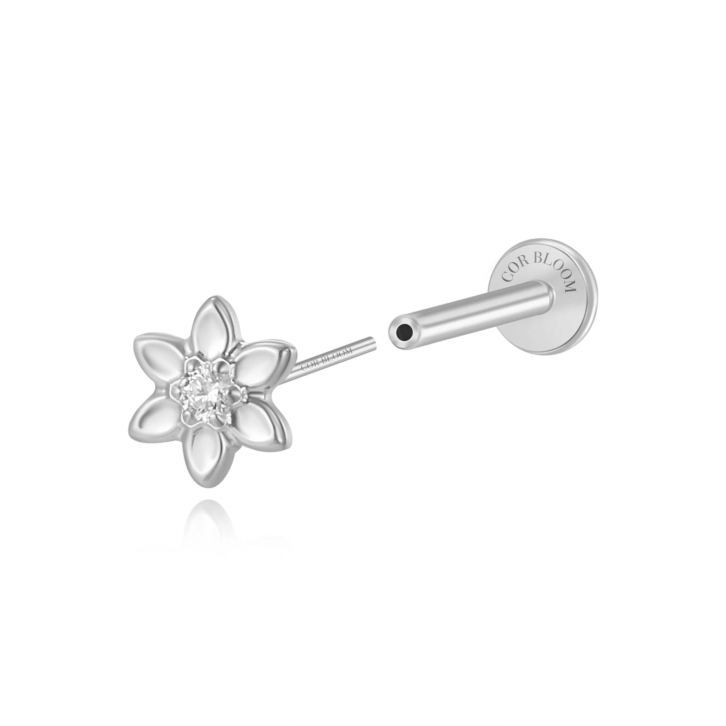 Titanium Azalea Dainty Diamond Flower Flat Back Stud