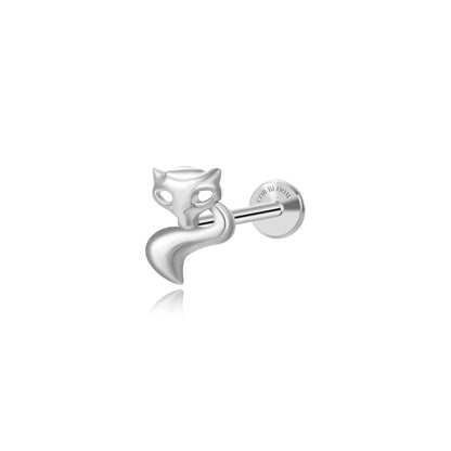 Titanium Mr. Fox Flat Back Piercing Stud