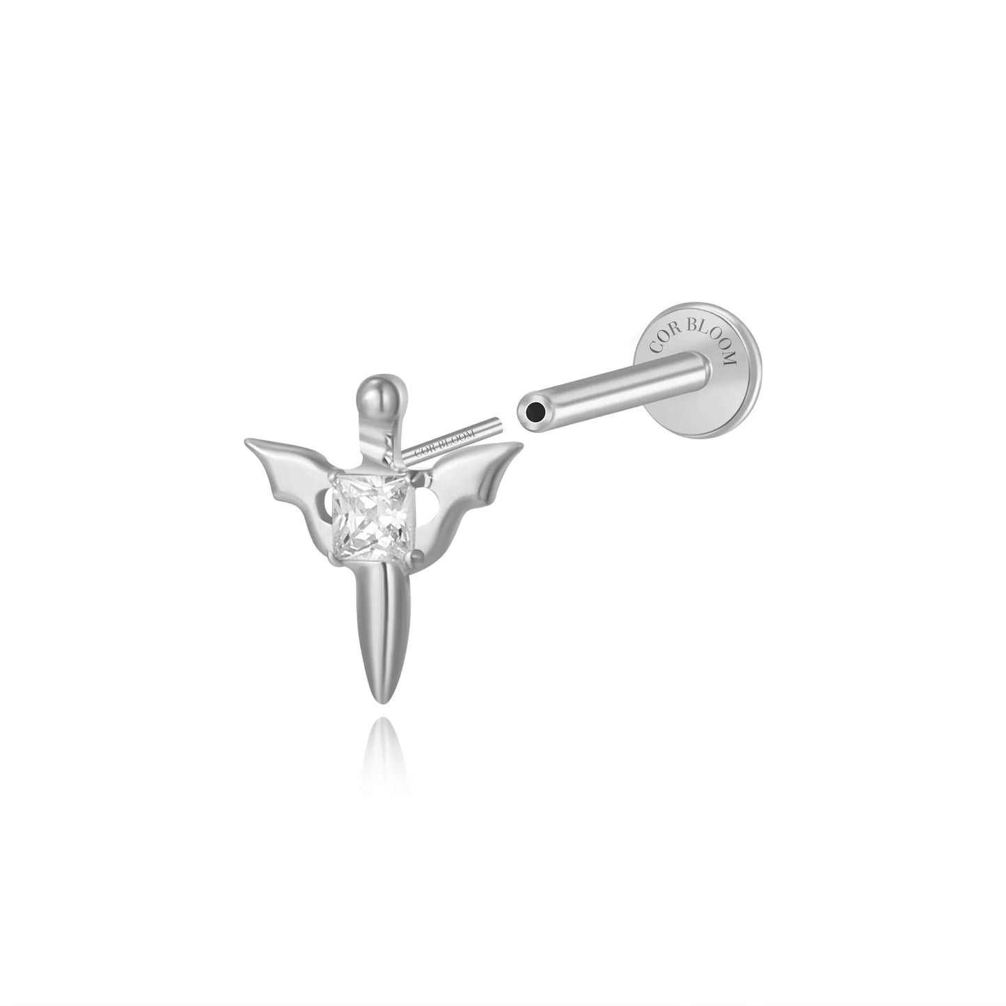 Titanium Little Diamond Sword Flat Back Stud