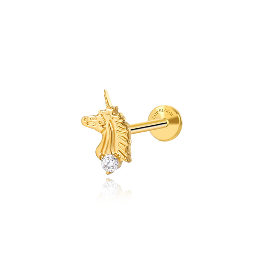 Titanium Diamond Unicorn Flat Back Stud